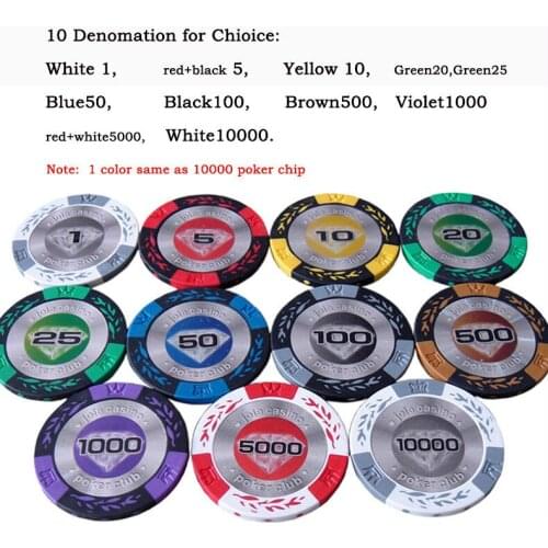 25pcs/pack Wheats Poker Chips in Clay 14g Sticker sheet iron Casino Texas Hold'em Poker Game 11 denomination for choice