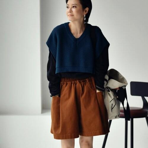 MICOCO V1030C Art casual fashion loose and simple multi-color v-neck knit vest