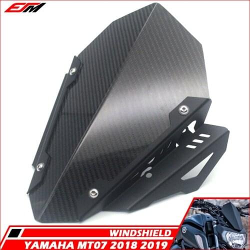 Motorcycle Sports Touring Real Carbon Fiber Windshield WindScreen Deflector Fits For YAMAHA MT-07 MT07 2018 2019 2020 FZ07 FZ-07