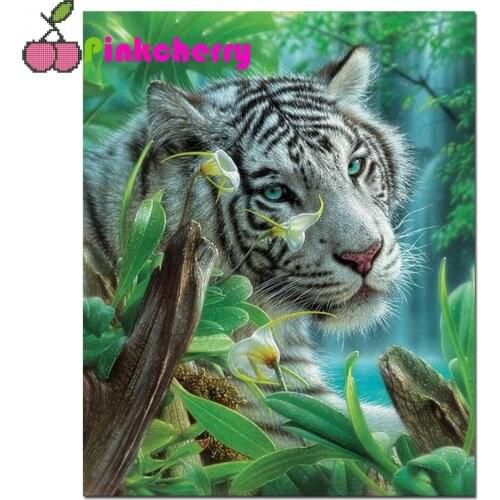 DIY White Tiger of Eden 5d Diamond Painting Embroidery Animals Cross Stitch Kits Mosaic Canvas Wall Home Decoration k1030