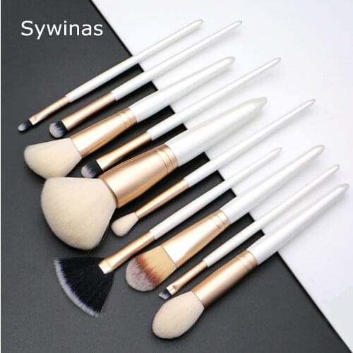Sywinas Makeup Brush Set 10pcs High Quality Synthetic Hair Make Up Brush Powder Foundation Eyebrow Professional Makeup Brushes