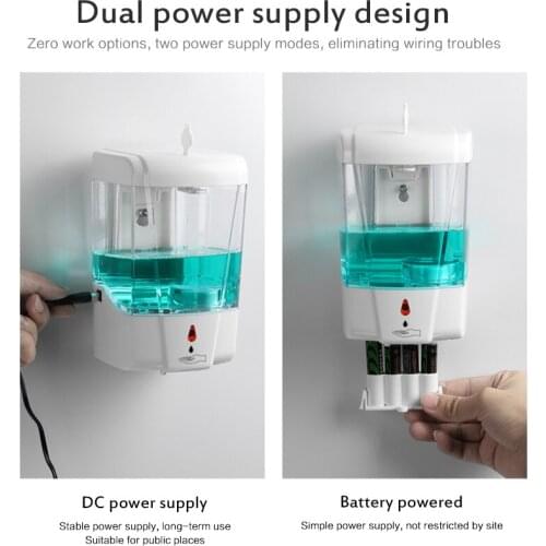 2020 Newest Wall Mounted Dual Power Soap Dispenser Automatic IR Sensor Intelligent Touchless Induction Soap Dispenser Dropship