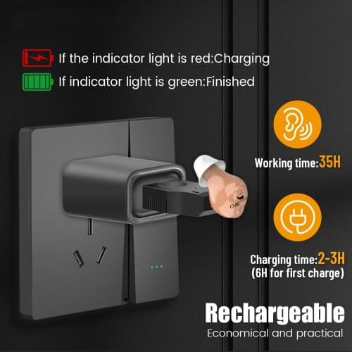 CIC Hearing Aid Rechargeable Ear Sound Amplifier Super Mini Hearing Aids Digital Hearing Aid Audifonos for The Elderly