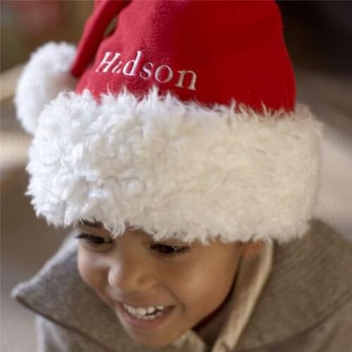 Personalize Logo Plush Christmas Santa Hat Red Hats For Christmas Decoration Santa Claus Costume Christmas Party Supplies U3