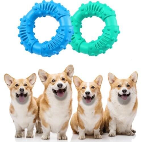 Pet Flying Discs Rubber Dog Training Ring Puppy Circle Molar Stick Pet Toothbrush Resistant Chewing Toy Outdoor Interactive Toys