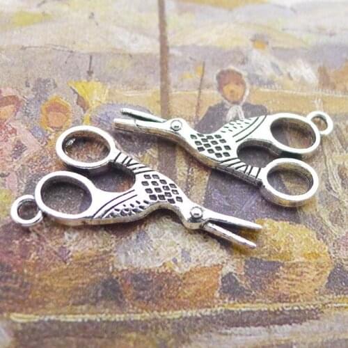 10pcs/Lot 14x27mm Scissor Bird Alloy Charms Antique Silver Color Pendants for DIY Jewelry Making Charm