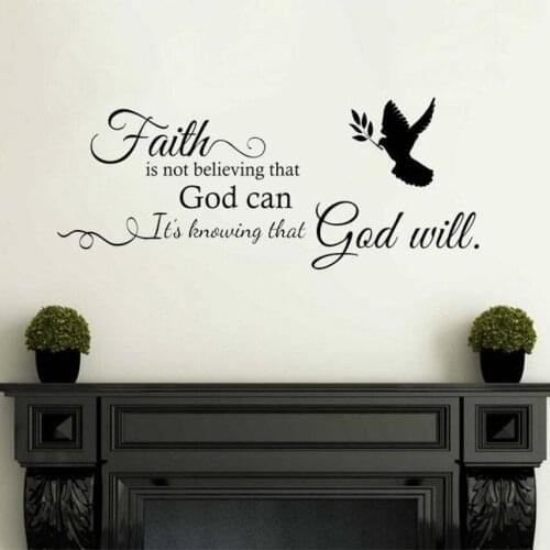 Religious Wall Sticker "Faith Is..."God Christianity Bible scriptures Vinyl Wall Decal Modern Bedroom Living Room Decor C881