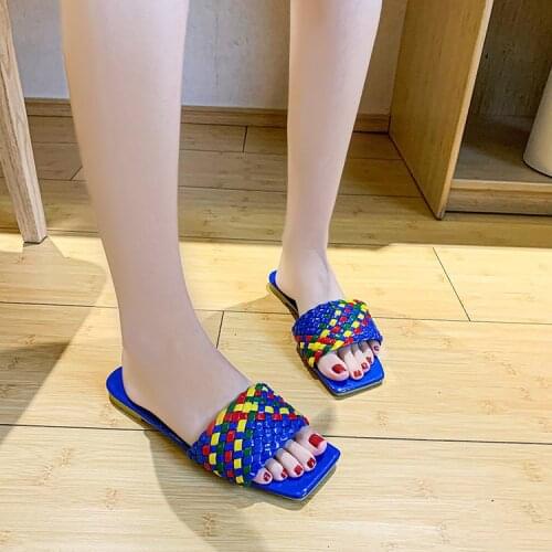 Slippers womens 42 large size 2021 summer retro sandals and slippers flat woven flip-flops fashionable beach slippers for women