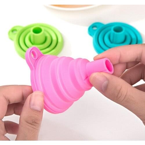 Folding Retractable Funnel Household Silicone Oil Leakage Liquid Sub-Packaging Funnel Wine Retainer Oil Pot Small Funnel