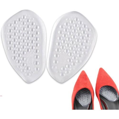 Insoles Ladies High Heel Shoe Insole Female Half Pad Reduces Friction Pain Silicone Forefoot Pad Anti-skid Foot Care Pads