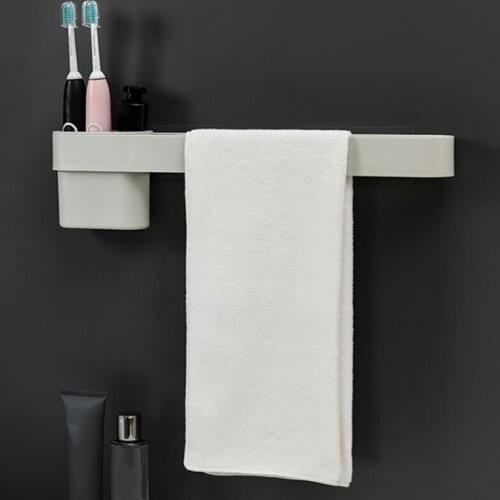 Bathroom Towel Hanger Wall Mounted Towel Holder Tooth Brush Holder Door Hanger Cabinet Drawer Towel Hanging Rack Storage Holder