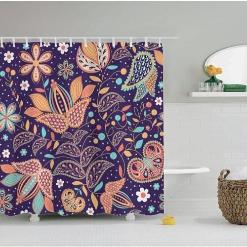 Dafield Bohemian Shower Curtain Boho Fabric Mandala Ethnic Indian Oriental Colorful Vintage Floral Decoration Bathroom
