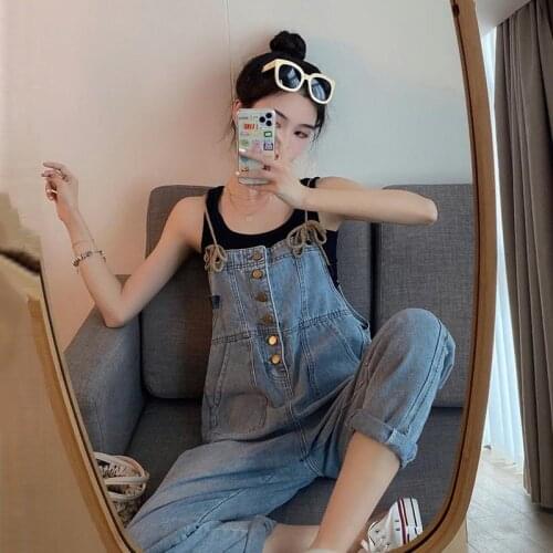 Woman Jeans Pants Light-Colored Jeans Womens Summer 2021 Suspender Pants Loose Pantalones Vaqueros Mujer