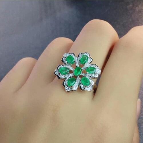 SHILOVEM 925 sterling silver Natural Emerald rings classic fine Jewelry women wedding women plant wholesale new jcj0304811agml