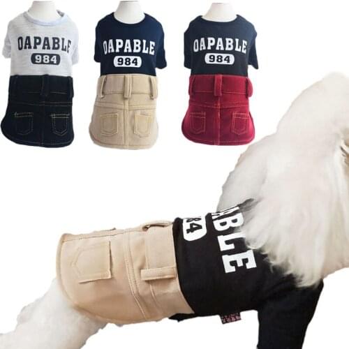 Letter Dog Clothes Spring Autumn Pet Hoodie Dress O-neck Sweatshirt Dresses For Small Dogs Shirt Slim Fit Skirt Clothing For Dog