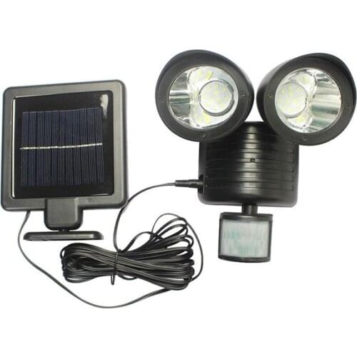 22 LED Outdoor Solar Wall Light with 5 Meters Cable Black White 150 Lumen 120 Degree Sensor Angle Parking Yard Garden Home Lamp