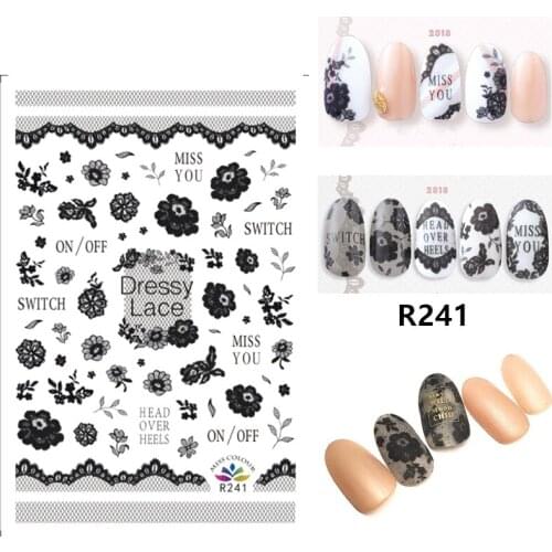 3D Stickers for Nails Self-adhesive Design Stripe Lace Flowers Nail Art Decorations Decals Foil Wrap Manicure Accessories