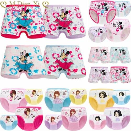 4 Pieces/Lot Girls Panties Children Underwear Girls Minnie Underwear Cartoon Pattern Cotton Kids Boxer Briefs Child Girls Pants