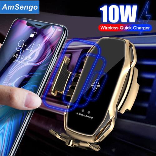 Amsengo Automatic Wireless Car Charger Stand AirVent Mount Phone Holder Auto Wireless Charging Chargers For iPhone Xiaomi Huawei