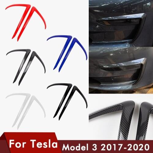 Car Front Fog Light Bumper Splitter Lip Spoiler Diffuser Guard Cover Trim For Tesla Model 3 2017 2018 2019 2020