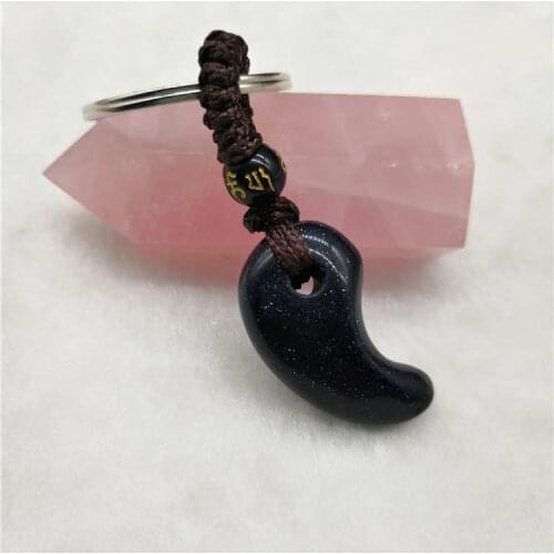 Drop Shipping keychain Natural Blue sandstone keychain crystal accessories lanyard Amulet keychain fashion jewelry wholesale