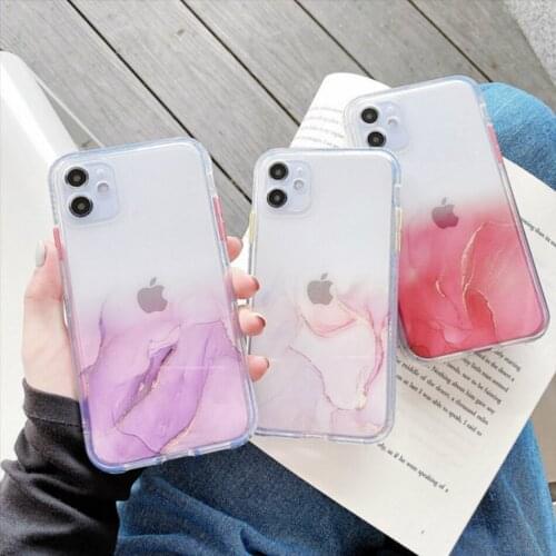 Gradient Marble Phone Cases for IPhone 11 11Pro XS Max Case Glitter Silicone Clear Camera Cover for IPhone SE 2020 X XR 7 8 Plus