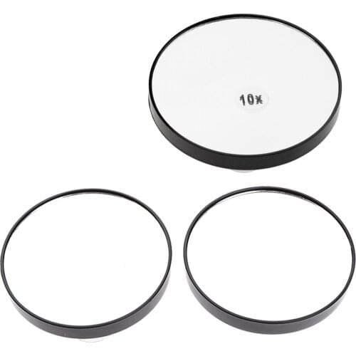 Black 5X/10X Magnifying Suction Cup Travel Mirror For Precise Makeup Application & Tweezing 3 Packs