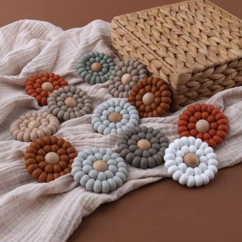 Baby Silicone Teether Nature Wooden Montessori Baby Toy Infant Teething Molars Teether Toy Accessories Wooden Ring