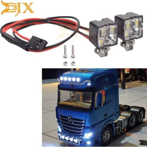 DJX 2PCS RC Model Square&Round LED Headlights Spotlights For 1/10 RC Crawler Car Traxxas TRX4 TRX6 SCX10 RC4WD D90 TF2