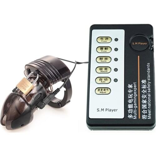 Electro Shock Sex Male Chastity Belt Cock Cage Penis Stimulation Massage Electric Shock Sex Toys For Men Lock Medical Products