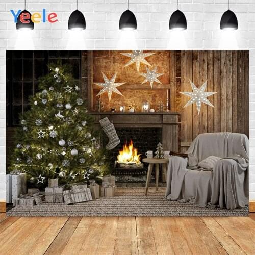 Yeele Christmas Tree Fireplace Photo Background Photophone Photography Backdrops Studio Starlight Sofa Customized Size