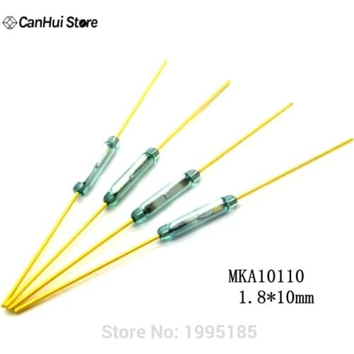 10pcs MKA10110 Reed Switch 1.8*10mm Magnetic Control Switch Green Glass Reed Switches Glass Normally Open NO Contact For Sensors