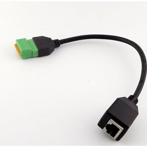 1pcs RJ45 Ethernet Female To 8 Pin AV Terminal Spring Solderless Block Adapter Cable