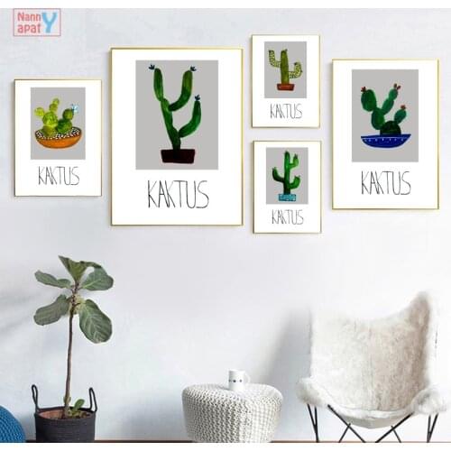 Cartoon Cactus Poster Nordic Minimalist Green Planting Canvas Painting HD Print Picture Wall Art Decoration Modern Home Decor