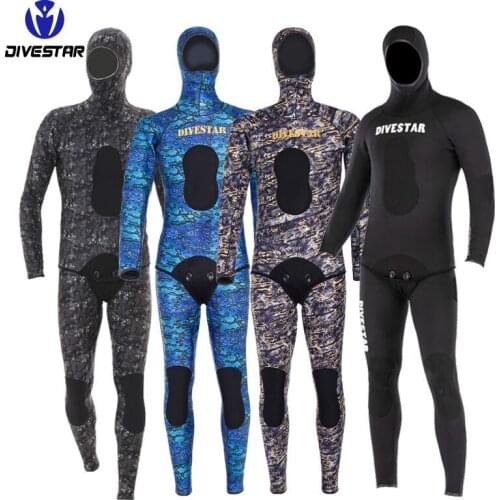 3mm Two-piece Set Neoprene Camouflage Diving Suit Sun-proof and Warm Surfing Suit for Men Diving Wet Suit with Hood