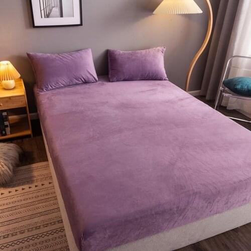 Fitted Sheet With Elastic Band Bed Linen No Pillowcase Home Crystal Velvet Mattress Cover Winter Double Couple Queen Size