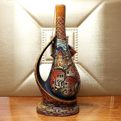 New Red Wine Colored Pottery Bottle Decoration Red Wine Party Gift Liquor Original Bottle Imported Fidelity Single