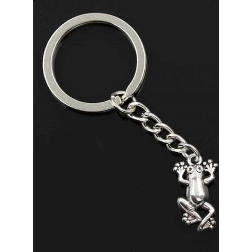 New Fashion Men 30mm Keychain DIY Metal Holder Chain Vintage Frog 21x12mm Bronze Pendant Gift