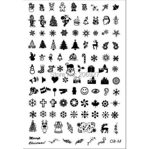 OB-M 1pc Cute Big Christmas Stamping Metal Plate Nail Art