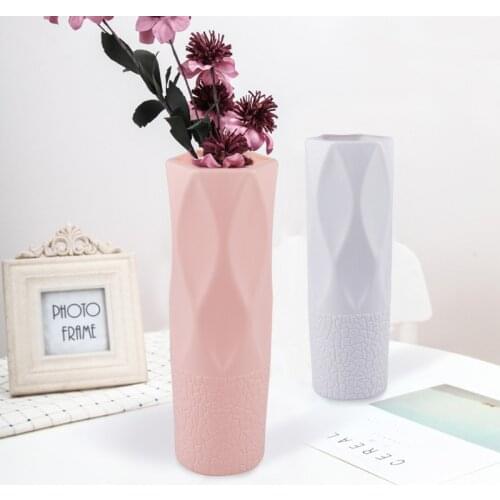 Simple plastic vase, dry and wet flower arrangement container, flower decoration, imitation glaze vase, fall resistance