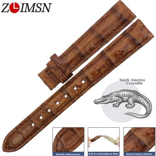 ZLIMSN Genuine Crocodile Leather Watchbands Bracelets 14-24mm Women Clock Watches Suitable For OMEGA Longines Watch Bands Strap