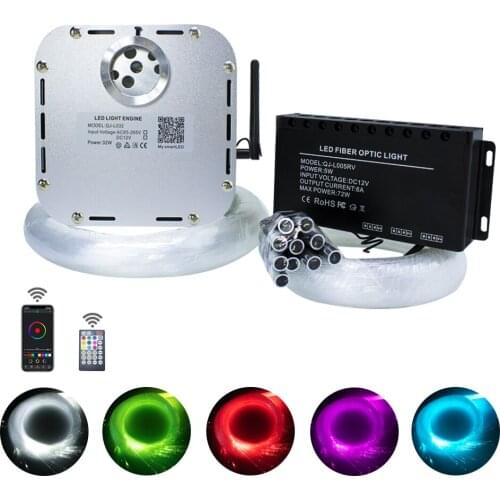 Bluetooth app 32W RGB Twinkle Meteor Fiber Optic Star Ceiling Light Kit 800pcs*0.75mm*4M Optic Fiber with Shooting Meteor Effect