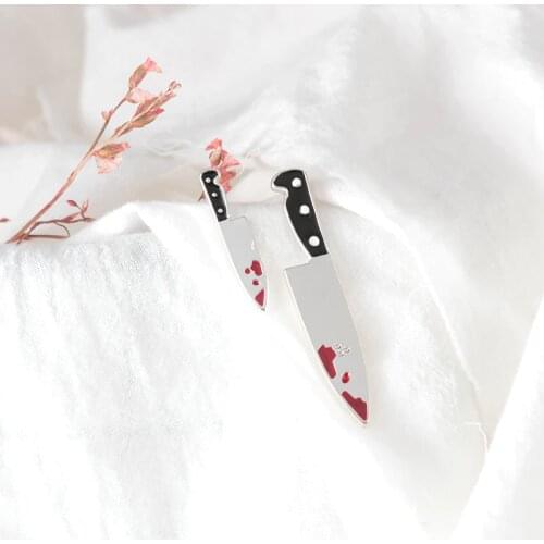 Punk girl harajuku killer broadsword earrings small male bloody knife asymmetric stud earrings jewelry accessories
