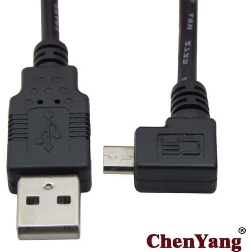 Chenyang Micro USB Male Left Angled 90 Degree to USB Data Charge Cable fo i9100 9220 9250