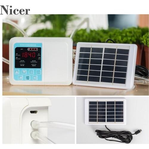 Drip Irrigation System Single Double Pump Automatic Flowers Watering Device Timer Garden Self-Watering Kit Solar Energy Charge