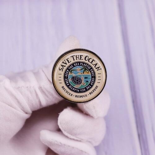 Save The Ocean Keep The Sea Plastic Free Turtle Pin Badge love your planet brooch