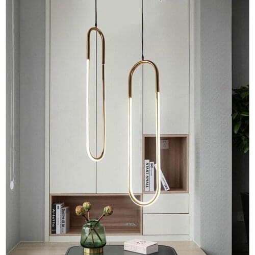 Modern Energy Saving Pendant Lamp 220V Iron U Style Gold Pendant Lights Study Lamp Lighting Fixture For Bar Living Room WF1028