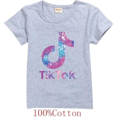 Tik Tok Girls Luminous Clothes Cotton Children Boys T-shirt Girls Toddler Short Sleeve Tops Summer Kids T Shirt For 1-15 Years