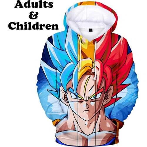 Anime Goku Hoodies Kids Sweatshirt Harajuku Men Women Tracksuits Boy Girl 3D Goku Hooded Children Sweatshirt Hip hop Clothes