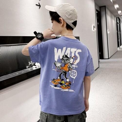 Boys Tops Children Half-sleeve Tops Summer Cartoons Short-sleeve T-shirt Kids Cloth
